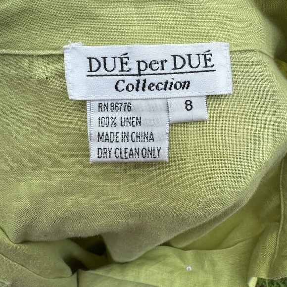 Dué Per Dué Collection sea green Linen button down long shirt - Picture 4 of 4